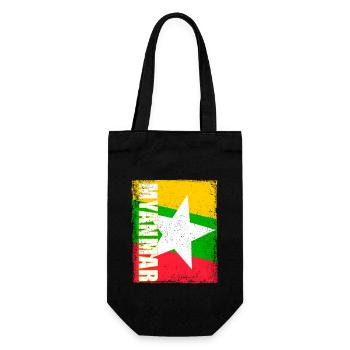 Burmesisch Myanmar Asien Birma Flagge Reise - Geschenkbeutel für Flaschen - Schwarz - Vorne