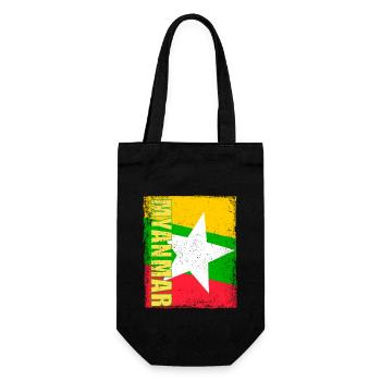 Burmesisch Myanmar Asien Birma Flagge Reise - Geschenkbeutel für Flaschen - Schwarz - Vorne