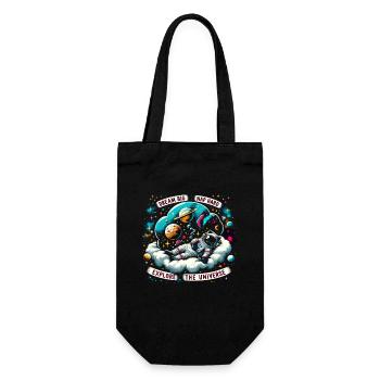 Katze Astronaut Astronomie Äußeres Sonnensystem - Geschenkbeutel für Flaschen - Schwarz - Vorne