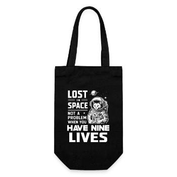 Katze Astronaut Astronomie Äußeres Sonnensystem - Geschenkbeutel für Flaschen - Schwarz - Vorne