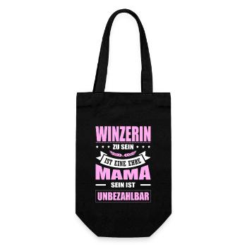 Winzerin Zu Sein Eine Ehre Mama Sein Unbezahlbar - Geschenkbeutel für Flaschen - Schwarz - Vorne