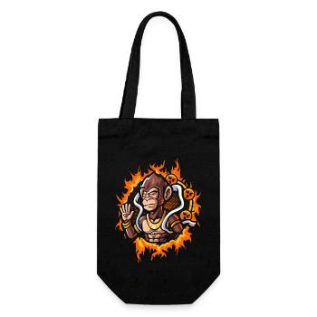 Singe divin avec fond de feu en demi-teinte - Sac à bouteille - noir - Devant