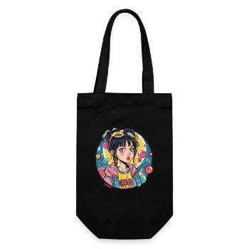 Colorful anime girl and positive feelings - Gift Bag for Bottles - black - Front