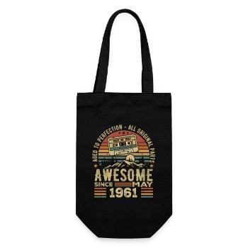Mai 1961 Geburtstag Mai 1961 Retro-Geschenk - Geschenkbeutel für Flaschen - Schwarz - Vorne