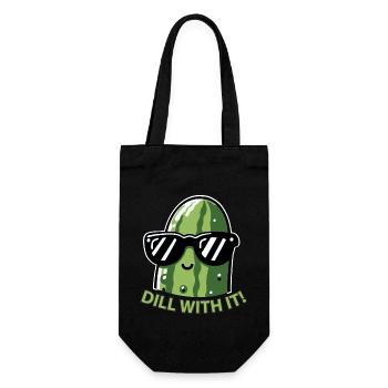 Dill mit lustiger Gurkengurke - Geschenkbeutel für Flaschen - Schwarz - Vorne