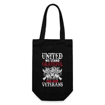 Vereint stehen wir und sind dankbar für unsere Veteranen. - Geschenkbeutel für Flaschen - Schwarz - Vorne