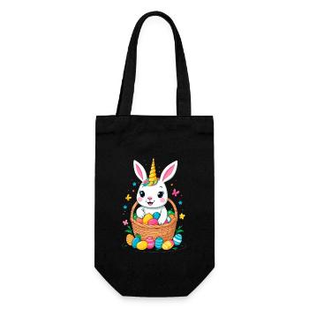 Lustiges Einhorn Osterhase Süßes Ostereinhorn - Geschenkbeutel für Flaschen - Schwarz - Vorne