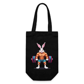 Easter Bunny Body Building Animal Funny Workout - Gift Bag for Bottles - black - Front