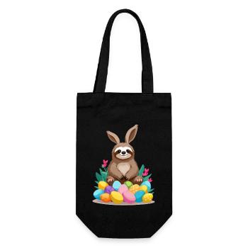 Funny Sloth Easter Bunny Cute Iconic - Gift Bag for Bottles - black - Front
