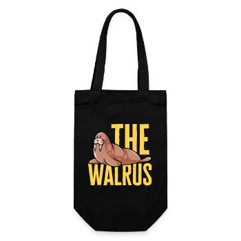 Walross - Geschenkbeutel für Flaschen - Schwarz - Vorne