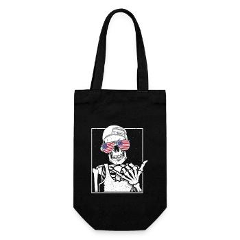 Skeleton US Flag Rock Hand Halloween Rock Music - Geschenkbeutel für Flaschen - Schwarz - Vorne
