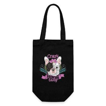 Crazy Frenchie Lady Owner French Bulldog - Geschenkbeutel für Flaschen - Schwarz - Vorne