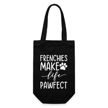 Frenchies Make Life Pawfect French Bulldog Owner - Geschenkbeutel für Flaschen - Schwarz - Vorne