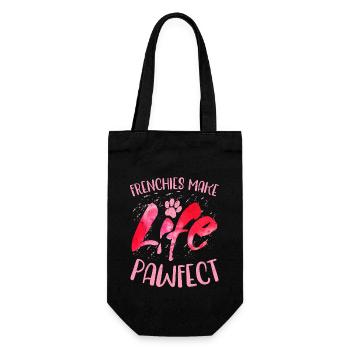 Frenchies Make Life Pawfect Owner French Bulldog - Geschenkbeutel für Flaschen - Schwarz - Vorne