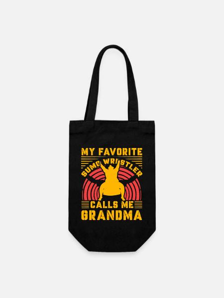 My favorite Sumo Wrestler calls me Grandma - Gift Bag for Bottles - black