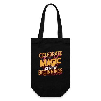 Celebrate the Magic of New Beginnings Art Print - Gift Bag for Bottles - black - Front