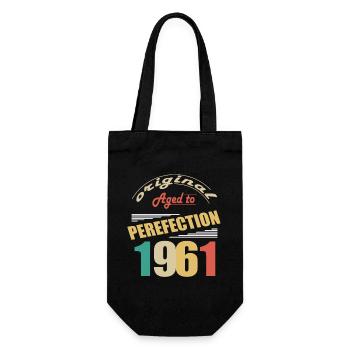 Ich bin 63 Jahre alt | Ich bin 1961 geboren - geboren - Geschenkbeutel für Flaschen - Schwarz - Vorne
