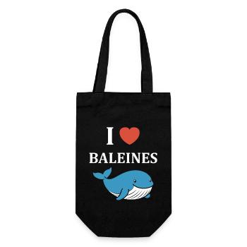 Baleines bleu Amour baleine - Sac à bouteille - noir - Devant