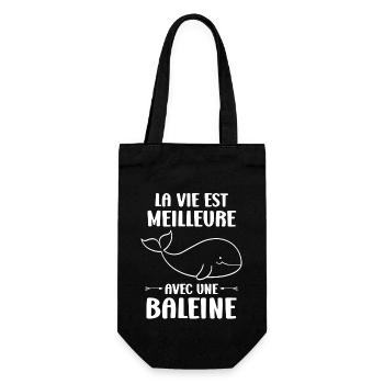 Baleines bleu Amour baleine - Sac à bouteille - noir - Devant
