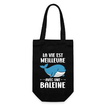 Baleines bleu Amour baleine - Sac à bouteille - noir - Devant