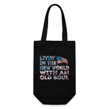 Livin in der Neuen Welt Alte Seele - Geschenkbeutel für Flaschen - Schwarz - Vorne