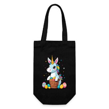 Lustiges Einhorn Osterhase Süßes Ostereinhorn - Geschenkbeutel für Flaschen - Schwarz - Vorne