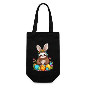 Drôle de paresseux lapin de Pâques emblématique Pâques - Sac à bouteille - noir - Devant