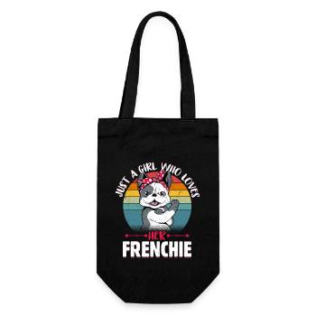 Just A Girl Who Loves Her Frenchie Dog Owner Frenc - Geschenkbeutel für Flaschen - Schwarz - Vorne