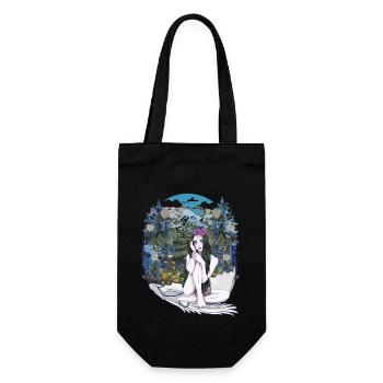 Elfe Fee Natur Fantasy Eierschale Wald Vintage - Geschenkbeutel für Flaschen - Schwarz - Vorne