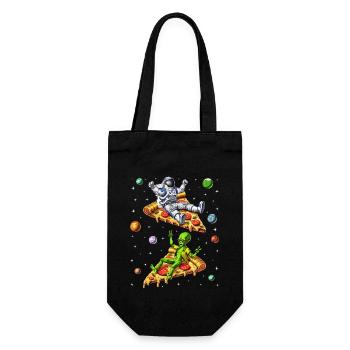 Astronaut And Alien Riding Pizza - Gift Bag for Bottles - black - Front