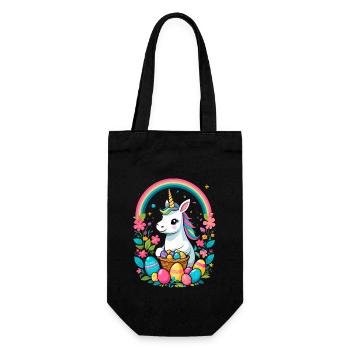Lustiges Einhorn Osterhase Süßes Ostereinhorn - Geschenkbeutel für Flaschen - Schwarz - Vorne