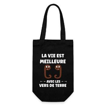 Humour ver de terre - Sac à bouteille - noir - Devant