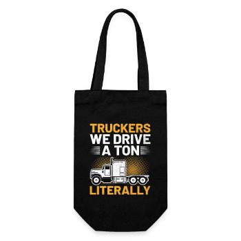 Trucker Driving Dad Trucker Father Truck Driver - Gift Bag for Bottles - black - Front