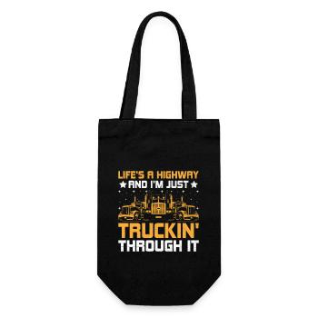 Trucker Driving Dad Trucker Father Truck Driver - Gift Bag for Bottles - black - Front