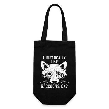 Raccoon Funny Gift - Gift Bag for Bottles - black - Front