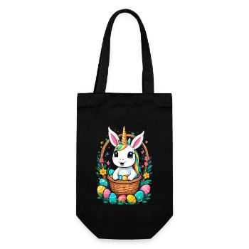Lustiges Einhorn Osterhase Süßes Ostereinhorn - Geschenkbeutel für Flaschen - Schwarz - Vorne