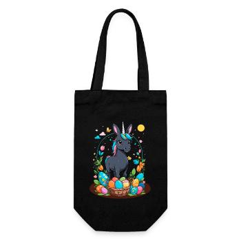 Lustiges Einhorn Osterhase Süßes Ostereinhorn - Geschenkbeutel für Flaschen - Schwarz - Vorne