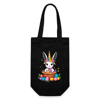 Lustiges Einhorn Osterhase Süßes Ostereinhorn - Geschenkbeutel für Flaschen - Schwarz - Vorne