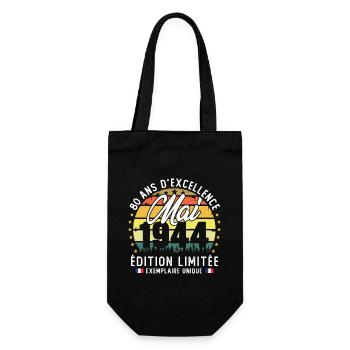 Mai 1944 Vintage Cadeau Anniversaire 80 Ans - Sac à bouteille - noir - Devant
