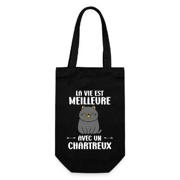 Humour chat chartreux - Sac à bouteille - noir - Devant