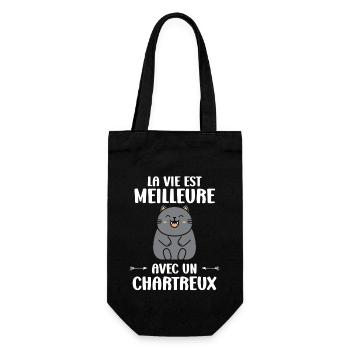 Humour chat chartreux - Sac à bouteille - noir - Devant