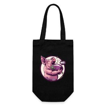 Porc végétarien aimant les aubergines - Sac à bouteille - noir - Devant