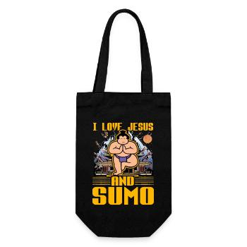 Ich liebe Jesus und Sumo - Geschenkbeutel für Flaschen - Schwarz - Vorne