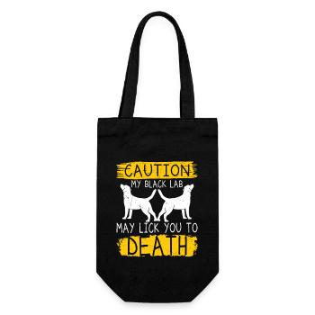 Caution My Black Lab May Lick You To Death Labrado - Geschenkbeutel für Flaschen - Schwarz - Vorne