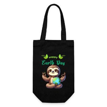 Earth Day Sloth Yoga Meditation Conservation - Gift Bag for Bottles - black - Front