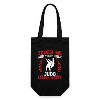 Berühre mich und deine erste Judostunde ist kostenlos - Geschenkbeutel für Flaschen - Schwarz - Vorne