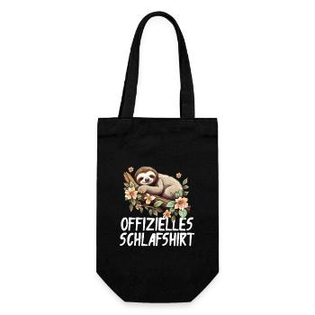 Offizelles Schlafshirt Faultier - Geschenkbeutel für Flaschen - Schwarz - Vorne