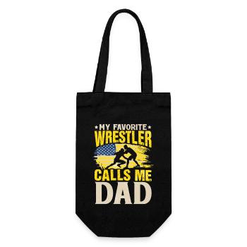 Mein Lieblings-Wrestler nennt mich Papa - Geschenkbeutel für Flaschen - Schwarz - Vorne