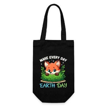 Happy Earth Day fox forest wild animal animal protection - Gift Bag for Bottles - black - Front
