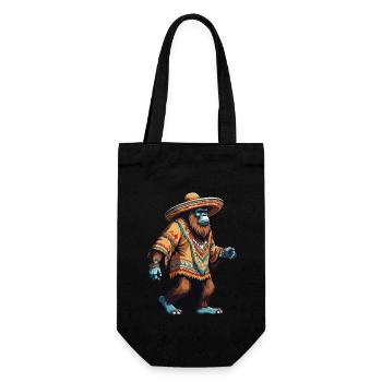 Mexican Bigfoot Sasquatch Sombrero - Gift Bag for Bottles - black - Front
